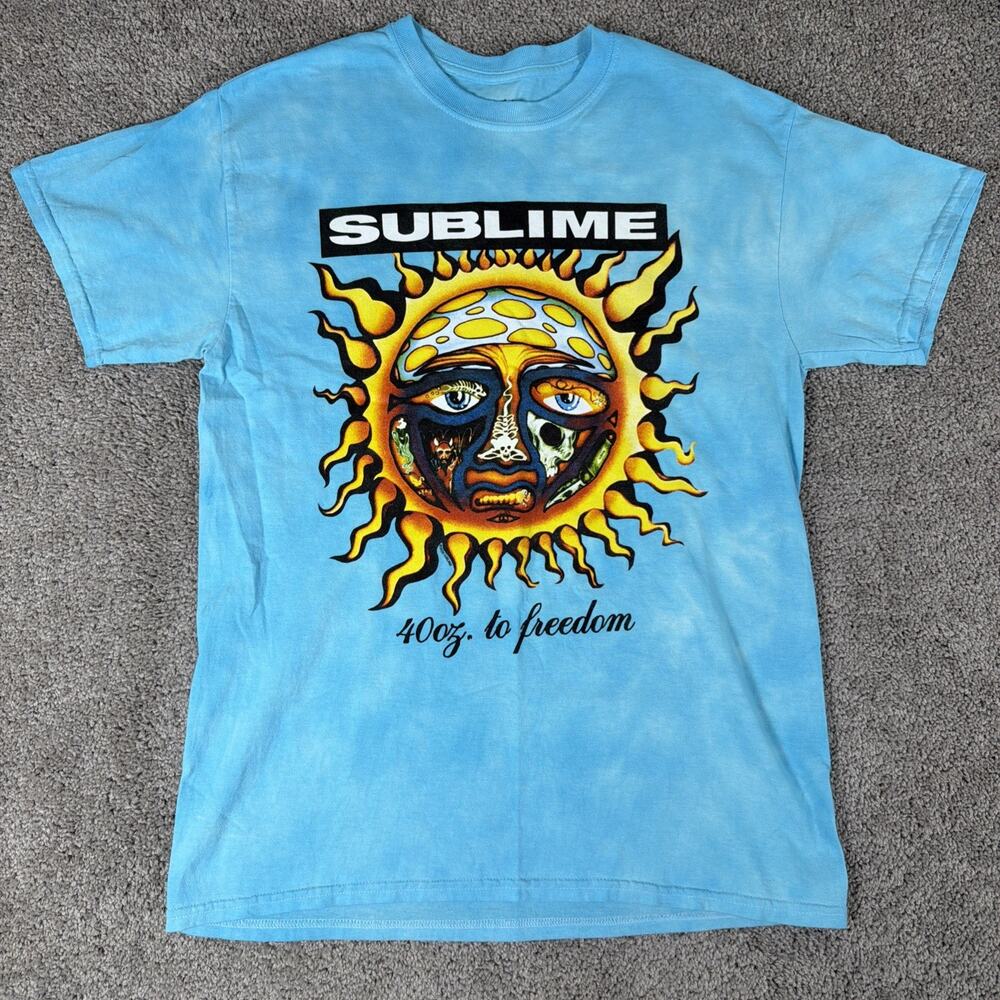 Sublime Shirt Mens M Blue Tie Dye 40 Oz to Freedom Retro 90s Punk Ska Skunk Rec